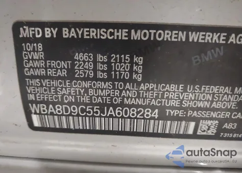 2018 BMW 330I xDrive из США, поврежденный, VIN WBA8D9C55JA608284